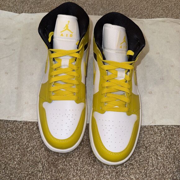 Nike Air Jordan 1 Mid Vivid Sulfur Yellow White BQ6472-170 Unisex Wmns Size 8.5 - Picture 6 of 7